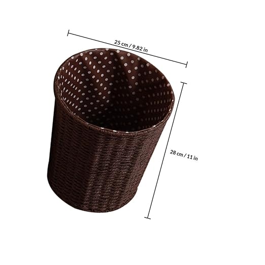 Rattan Trash Can Woven Wastebasket with Inner Liner Multipurpose Sundries Basket for Home Kitchen Bedroom Bathroom Storage Random Color