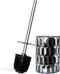 Escenzy Cute Toilet Brush and Holder Set Mosaic Glass | Non-Rustic Stainless Steel | Practical &amp Decorative Toilet Bowl Brush and Holder | Luxury Black and Gold Bathroom Accessories (Latest)