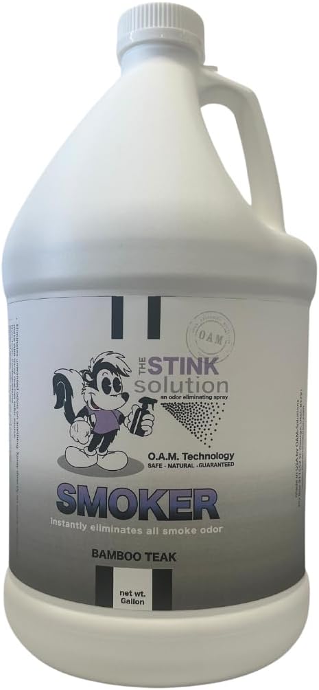 The Stink Solution Smoke Odor Eliminator Spray for Home Car Clothes Hands Hair Walls &amp More | Completely Neutralizes All Types of Smoke Odor | Best Smoke Smell Remover Bamboo Teak 1 Gallon