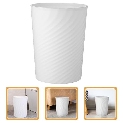 Plastic Trash Can Medium Wastebasket with Large Opening Sturdy No Lid Garbage Container for Bathroom Office Bedroom Home Use