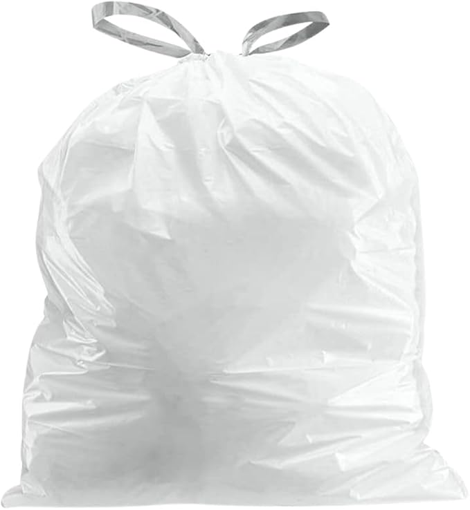 Plasticplace Custom Fit Trash Bags Compatible with simplehuman Code R (200 Count) White Drawstring Garbage Liners 2.6 Gallon/ 10 Liter 16.5 x 18
