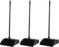 3-Pack Commercial Upright Dust Pan with Long Handle and Wheels – Heavy Duty Large Dust Pans for Indoor/Outdoor Use Janitorial or House Cleaning Tools Black Standing Dustpan