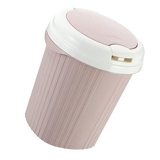 Waste Basket Push-Type Trash Can Compact Wastebasket Non-Slip Base Industrial Look
