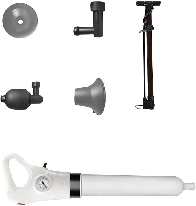 Declogger Toilet Drain Cleaner High Pressure Air Plunger with 3 Nozzles for Sink Bathtubs Pipe Clogs