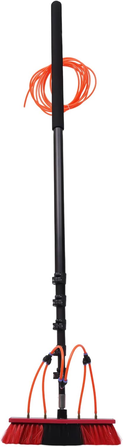 Water Fed Pole Kit 20ft Length Water Fed Brush Water Fed Cleaning System Aluminum alloy Outdoor Window Cleaner w/Hose Cleaning and Washing Tool for Window Glass Solar Panel