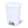 Glad 13 Gallon Trash Can | Plastic Kitchen Waste Bin with Odor Protection of Lid | Hands Free with Step On Foot Pedal and Garbage Bag Rings 13 Gallon White
