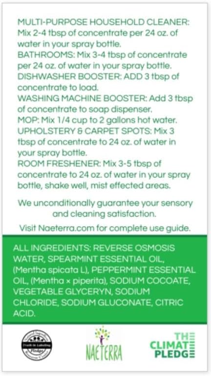 Naeterra Double the Mint Ultra Concentrated Multi-Purpose Cleaner – 64oz All-Natural Powerful &amp Refreshing Household Cleaning Solution Renders up to 24 Gallons of multi purpose cleaner