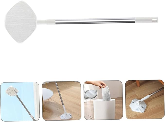 Rotating Head Dust Mop with Washable Microfiber Cloth and Dry Towel Pack Triangle Corner Cleaning Mop for Hardwood Floors Household Wet and Dry Cleaning Tool