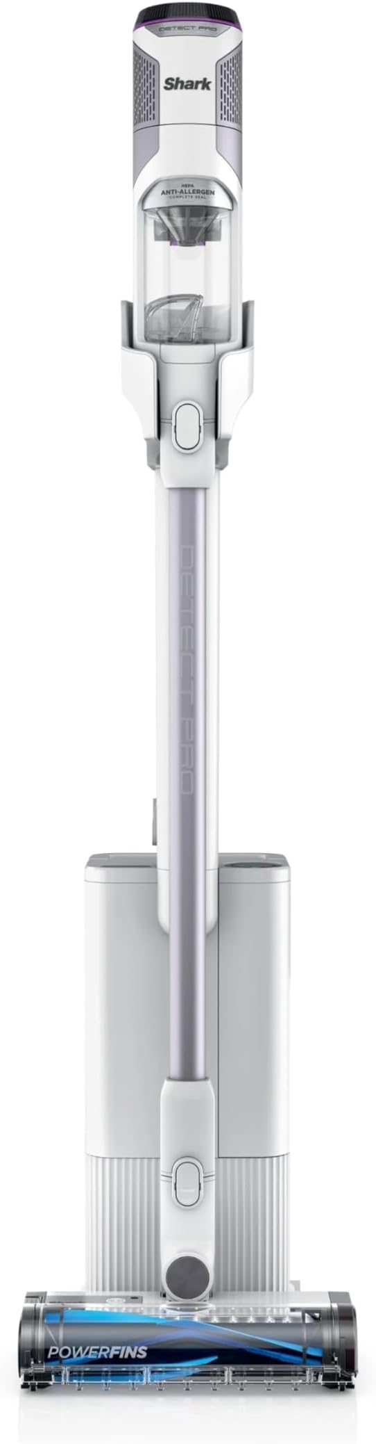 Shark IW3120 Detect Pro - Lightweight Cordless Vacuum with HEPA Filter Portable Handheld Charging Dock Auto-Empty System Crevice Tool Ideal Stick Vacuum for Pet Hair White/Ash Purple (Renewed)