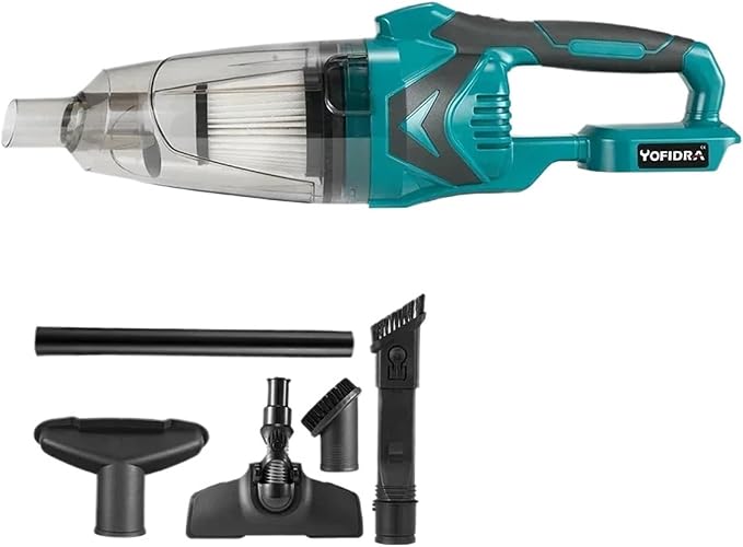 Yofidra Electric Cordless Vacuum Cleaner Household Indoor Hair Removal and Cleaning Power Tool Compatible for Makita 18V Battery Vacuum Cleaner Accessories