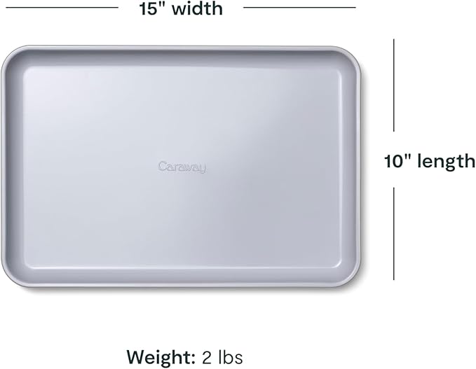 Caraway Non-Stick Ceramic Medium Baking Sheet - Naturally Slick Ceramic Coating - Non-Toxic PTFE &amp PFOA Free - Perfect for Baking Roasting and More - Medium (15 x 10) - Gray