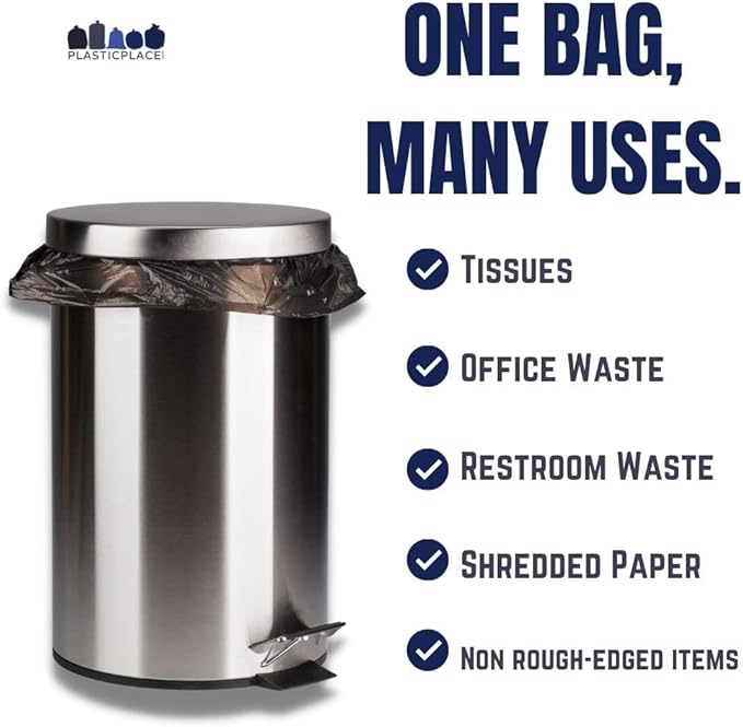 Plasticplace Black 7-10 Gallon Trash Bags High Density 24X24 1000/Case 8 Microns