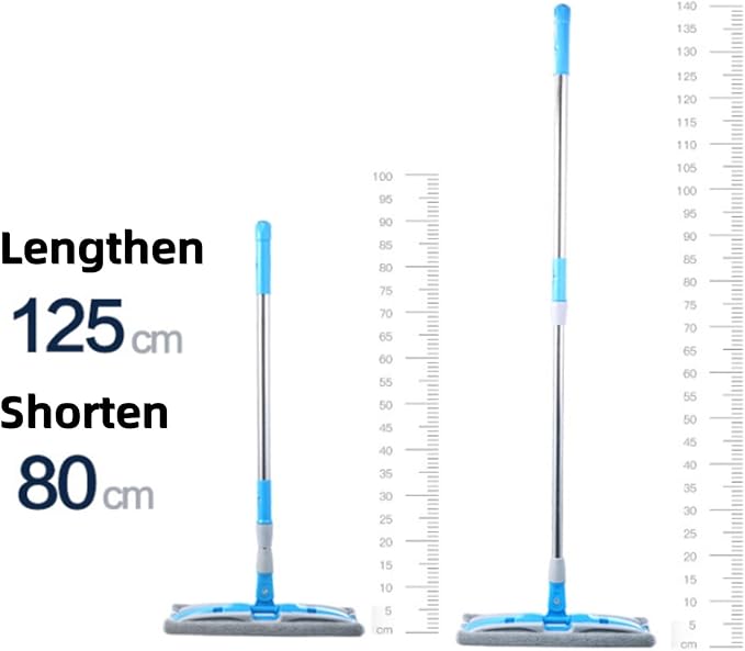 Microfiber Mop Flat Hook Telescopic Flat Floor Mops with 360 Degree Handle Reusable Wet &amp Dry Clamp Cleaning Mops for Home Kitchen and All Floor Surfaces