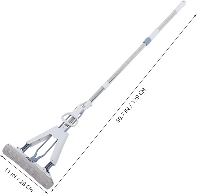 28cm Folding Sponge Mop for Wet and Dry Cleaning Easy Squeeze Household Mop for Tile and Laminate Floors Absorbent Foam Head