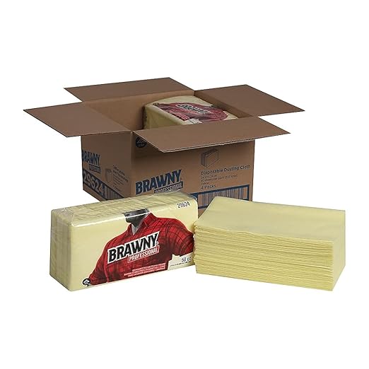 Georgia-Pacific Brawny Yellow Quarter-Fold Disposable Dusting Cloth by GP PRO 24 Length x 24 Width 29624 (Case of 4 Packs 50 Cloths per Pack)