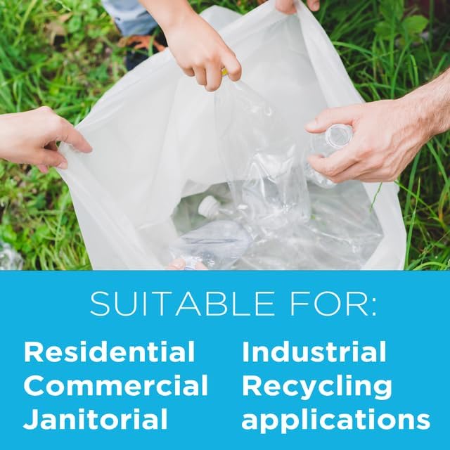 40-45 Gallon Trash Bags 1.1 Mil Thickness Clear Bags 45 Gallon Trash Bags Heavy Duty 40 x 46 100 Count Ideal for Janitorial Industrial Recycling