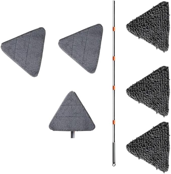 Triangle Microfiber Wall Cleaning Mop with Long Handle Adjustable Dry and Wet Dust for Floor Ceiling Window
