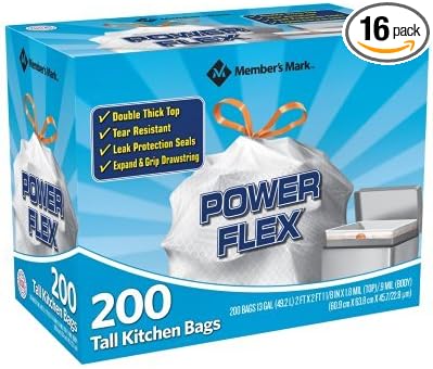 Member's Mark Power Flex Tall Kitchen Simple Fit Drawstring Bags (Original)