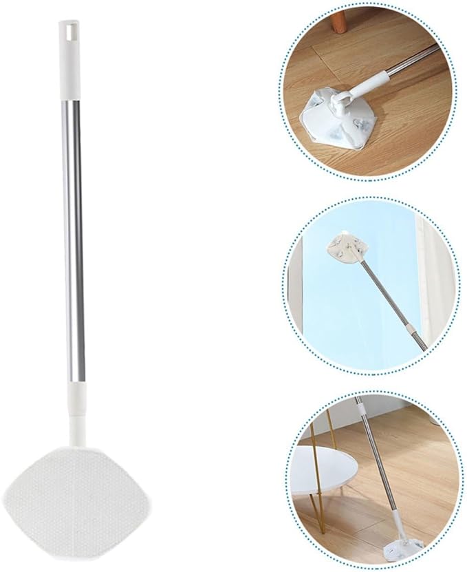 Rotatable Dust Mop with Reusable Dry Cleaning Pad Small Triangular Electrostatic Floor Sweeper for Hardwood and Wall Cleaning No-wash Household Mop Set with Dry Cloth