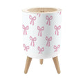 Bathroom Trash Can with Lid Seamless Hand Drawn Ribbon Bow Decorating Bow Pink Garbage Bin Waste Basket for Kitchen Office Bedroom Decoration Diaper Pail 1.8 Gallon
