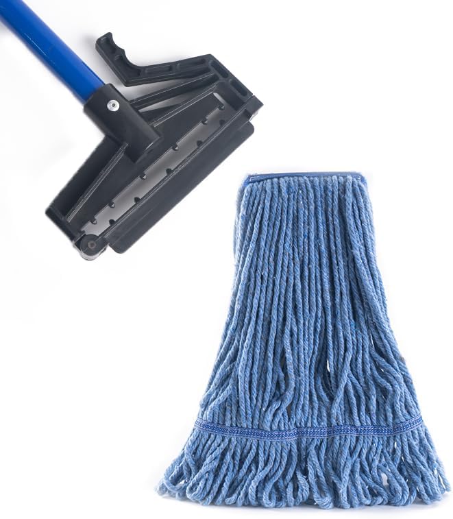 Matthew Easy Trigger Release Mop Handle 60 inch Metal Mop StickCommercial Mop Head Replacement Holder for Floor CleaningClip On Mop Handle Quick Change - 6Pack Blue