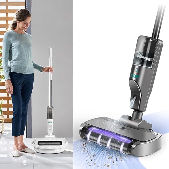 Ecofy 3-in-1 Cordless Vacuum Cleaner Spray Humidification One-Click Cleaning for Carpets/Hardwood Floors 500ml Dustbin