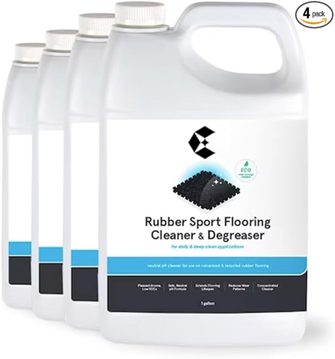4 Pack Concentrated Rubber Floor Cleaner and Degreaser – Heavy-Duty Solution for Rubber Mats and Flooring Eco-Friendly and Non-Toxic Formula 1 Gallon