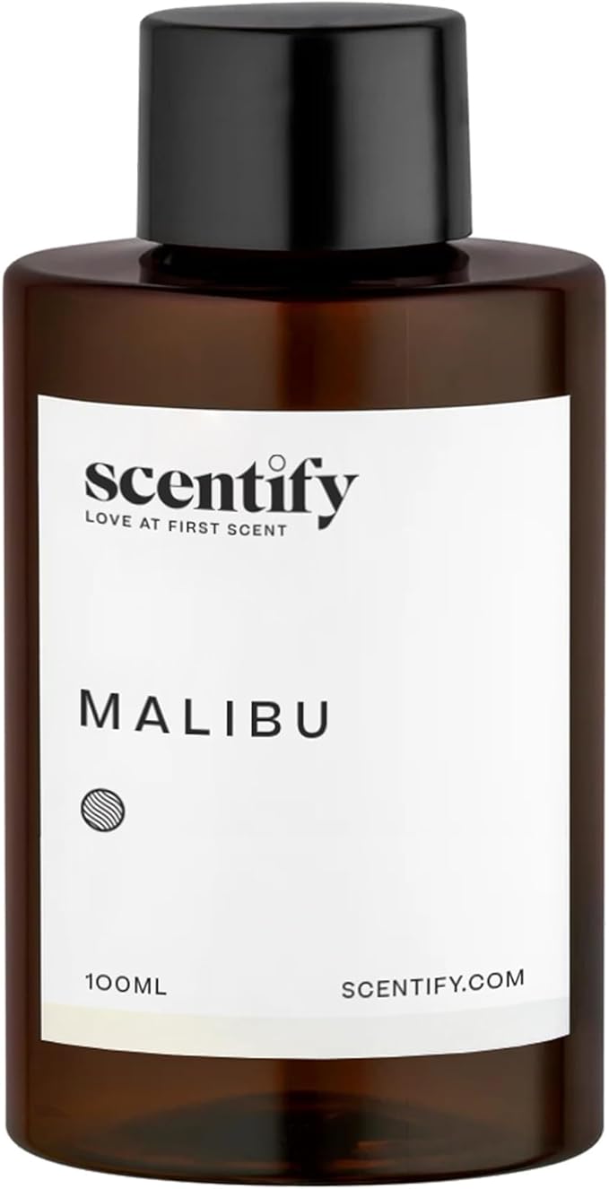 Scentify Malibu Aroma Oil Refill Scent for Oil Diffusers - Lemon White Tea Thyme Cedar Musk Scents - Luxurious Relaxing Aromatherapy Diffuser Fragrance 100ml 3.38 oz