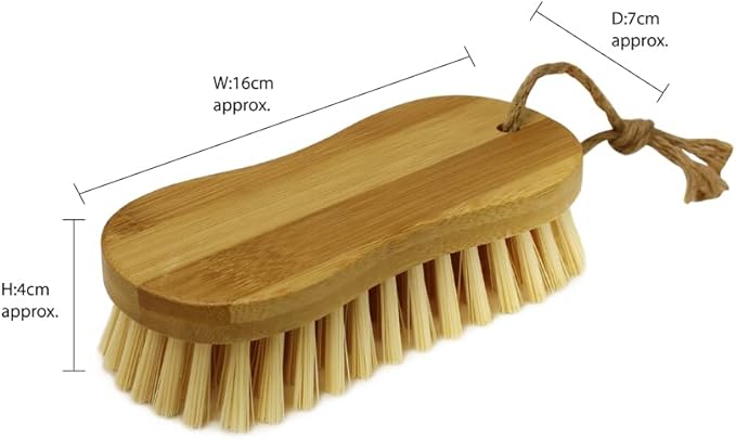 JVL Bamboo Hand Scrubbing Brush with Hemp Loop Natural