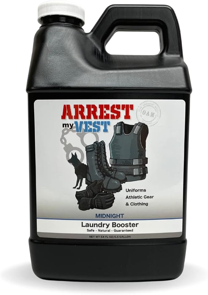 Arrest My Vest Military Grade Laundry Booster Deodorizer For Strong Odor to Get The Sweat Smell Out of Clothes Uniforms Police Gear and All Fabrics - Midnight Scent- 1 64oz Bottle Laundry Supplies
