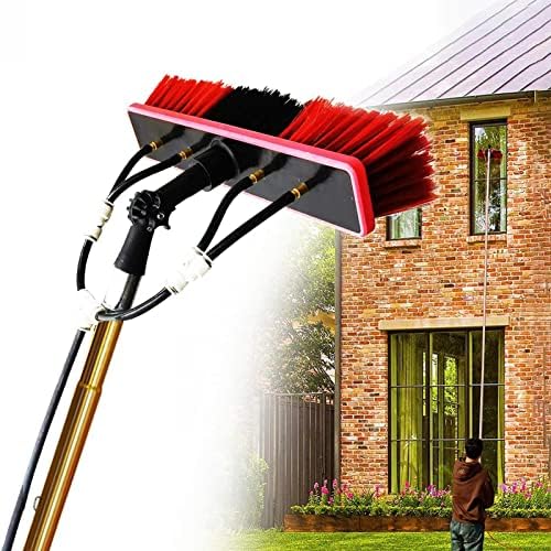 Glass Cleaning Brush Home Water Fed Telescopic Pole Kit Solar Panel Brush Rotating for Photovoltaic PanelProfessional Telescopic Window Cleaning Pole with Brush - Long Reach Aluminum Water