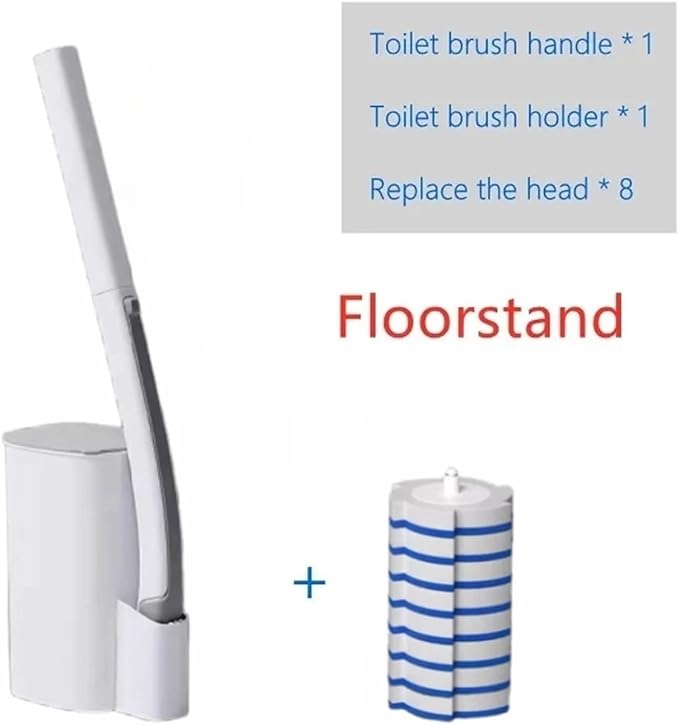 Disposable Toilet Brush Set Toilet Bowl Cleaning Kit Cleaners with Refills Floorstand Cleaning Tool for Bathroom Wc Accessories(Floorstand Set)