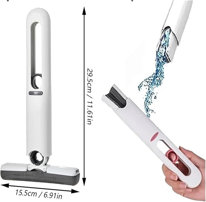 Mini Mop Self Squeeze Powerful Household Clean Tools No Hand Wash Absorbent for Bathroom Kitchen Desktop(2 Handle 3 Head)
