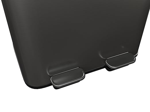 GarveeHome 2 x 4 gal Stainless Steel Double Trash Can with Lid for Kitchen Large Dual Trash and Recycle Bin Combo Step-on Kitchen Metal Garbage Cans PP Inner Buckets Liner Rim Black