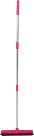 Pet Hair Remover Carpet Rake for Pet Hair Removal 2 in 1 Removal Tool of Rubber Broom and Squeegee for Floor Length Adjustable Push Broom Pet Dog and Cat Hair Remover (Pink)