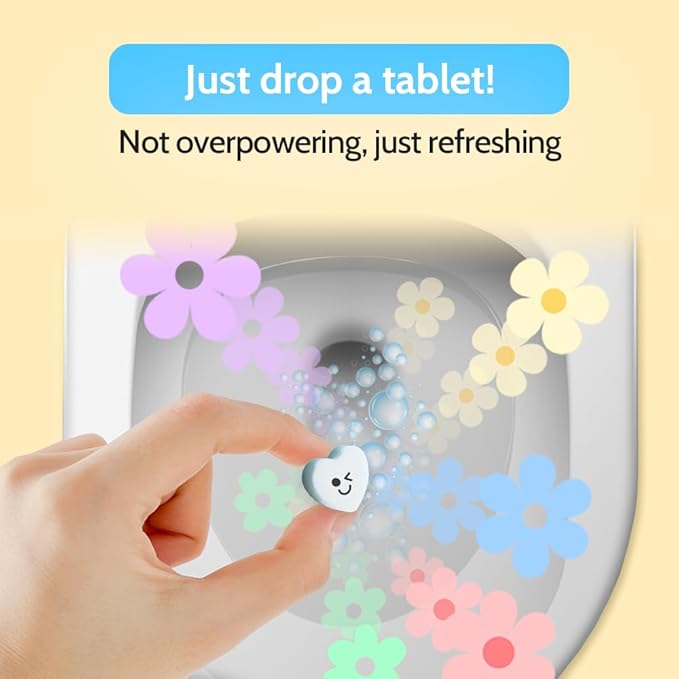 Effervescent Bathroom Air Freshener - Floral Lavender - Toilet Deodorizer Bathroom Odor Eliminator Toilet Freshener Flushable Air Freshener Toilet Tablets 3 Pack (90 Tablets)