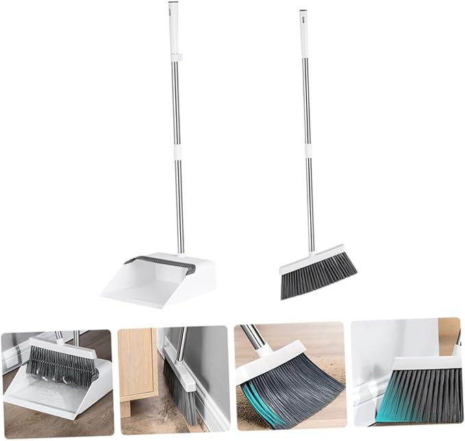 Beaupretty Broom and Dustpan Set with Ergonomic Handle for Effortless Home Cleaning Lightweight and Flexible Bristles for Indoor and Outdoor Use for Kitchens Garages and More