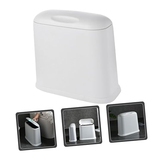 Unomor Narrow Slit Wastebasket Trash Can for Kitchen Bathroom Living Room White Garbage Bin Compact Garbage Container
