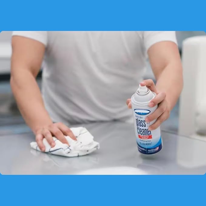 Glass Cleaner Foam - Foaming Action &amp Spray 23 oz - 2 Pack - Clean Fresh Scent - Bundled With 1 Microfiber Cloth towel