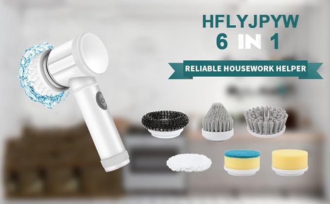 Electric Spin Scrubber - Shower ScrubberBathroom Scrubber Electricfor Cleaning Tub Floor Tile Window Sink Kitchen Cleaning with 6 Electric Cleaning Brush Head (6)