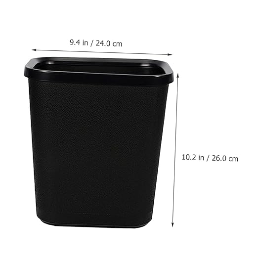 Thickened Plastic Trash Can No Lid Garbage Container for Household Waste Storage Black Wastebasket for Bathroom Bedroom Office Use