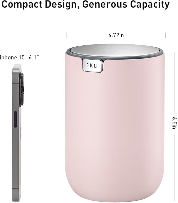 EKO Mini Trash Can Combo Set - Includes Two 0.4 Gallon Swing-Top Wastebaskets – Perfect for Desks Bathroom Vanity Countertop and More (1 Pink and 1 Blue)