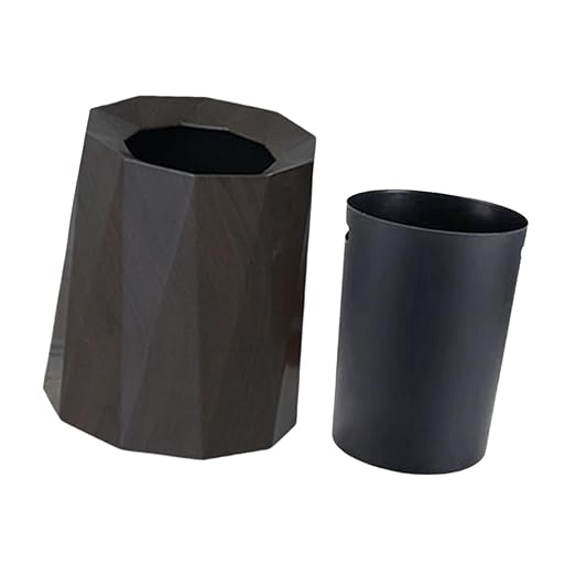 Trash Can Trash Bin Wastebasket Waste Basket for Living Room Patio Toilet Bedroom Walnut Color