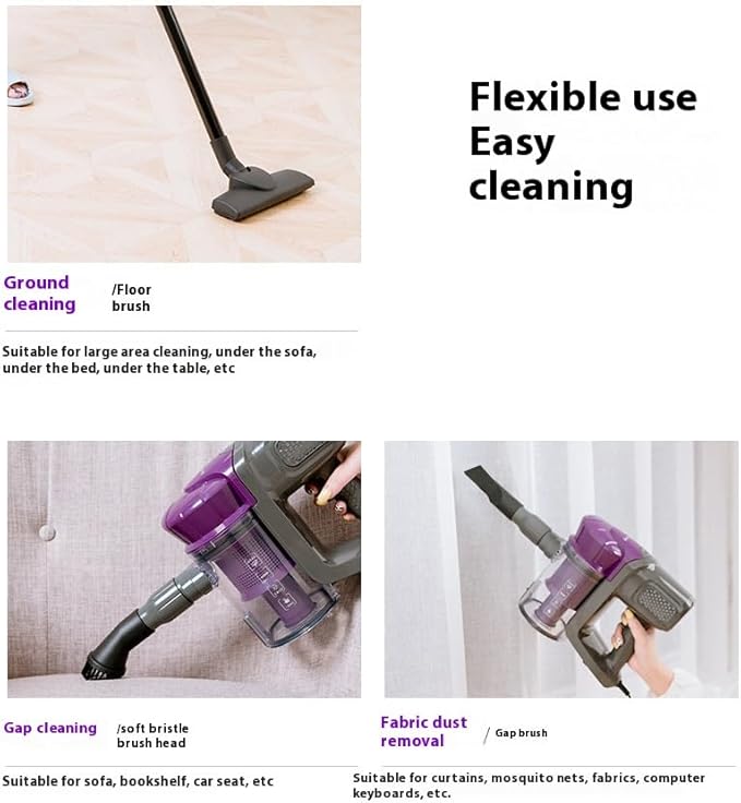 Corded Stick Vacuum Cleaner Handheld 2-in-1 Vacuum with Attachments Purple and Black
