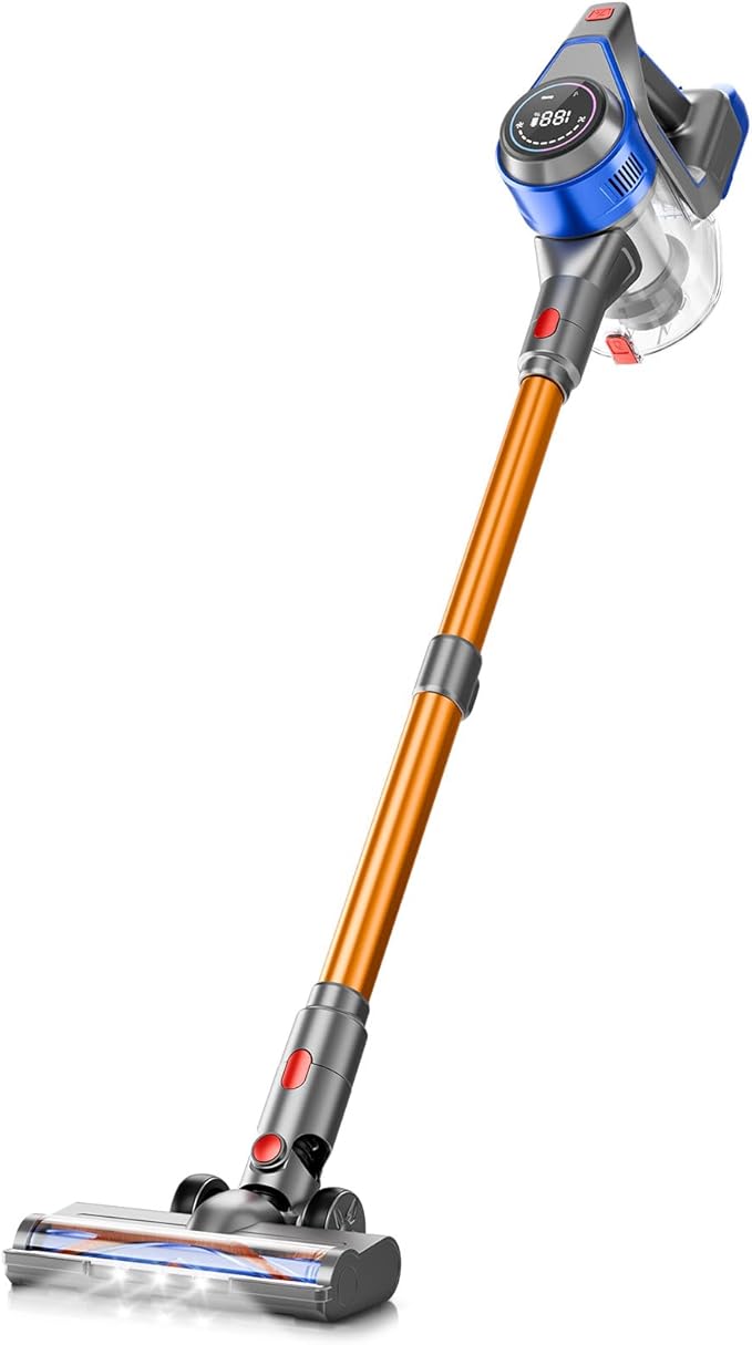 KIKETECH Cordless Vacuum Cleaner Stick Vacuum Cleaners for Home Handheld Vacuum Cleaners for Home for Pet Hair/Carpet/Floor (Golden Blue)