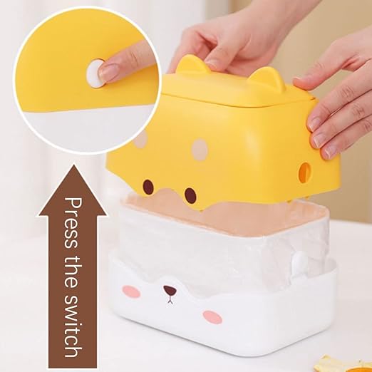 GERRIT Simple Desktop Trash can Cute Plastic Waste bin Rectangular Mini Wastebasket with lid Tissue Box Bathroom Bedroom Home Office Practical
