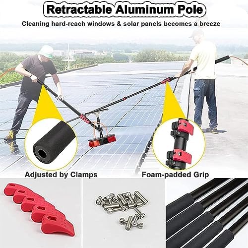 Glass Cleaning Brush Home Water Fed Telescopic Pole Kit Solar Panel Brush Rotating for Photovoltaic PanelWater Fed Pole Kit 3.6m-10.8m Extendable Water Brush for Outdoor Window Cleaning IDE