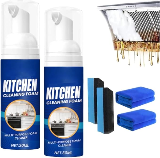 Japanese Multi-Purpose Cleaner Spray All-Round Kitchen Cleaning Foam Multifunctional Oil Stain Remover Clean Grease Kitchen Foam Cleaner (2pcs)