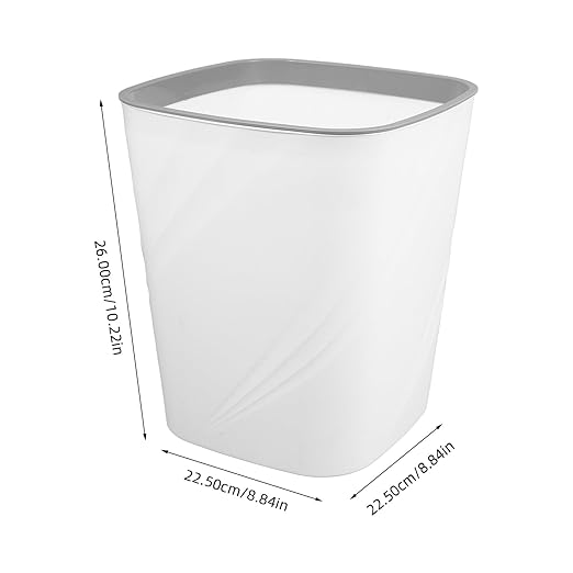 NUOBESTY Large Capacity Trash Can Plastic Garbage Bin with Press Ring for Secure Trash Bag Placement Small White Wastebasket for Home Office Kitchen Bathroom Living