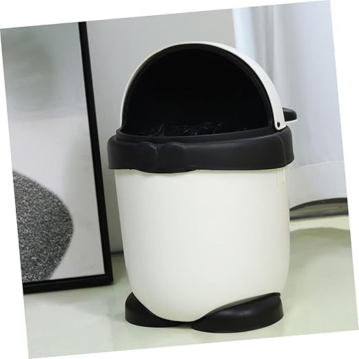 PRETYZOOM Creative Cartoon Panda Garbage Can with Shake Lid Small Plastic Trash Bin for Cute Animal Wastebasket for Home Decoration and Compact Spaces